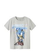 Nkmaron Sonic Nreg Ss Top Box Sky Tops T-Kortærmet Skjorte Grey Name I...