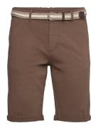 Superflex Chino Shorts W. Belt Bottoms Shorts Chinos Shorts Brown Lind...