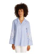 Broderie Anglaise Cotton Shirt Tops Shirts Long-sleeved Blue Tommy Hil...