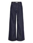 Wide-Leg Denim Trousers With Frayed Waist Bottoms Jeans Wide Black Man...