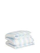 Percale Stripe Double Duvet Home Textiles Bedtextiles Duvet Covers Blu...