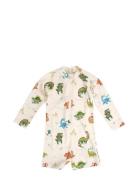 Villads – Uv-Dragt 3-4 År – Dino Beach Badedragt Badetøj Cream Filibab...