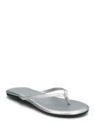 Biamexico Flip Flop Faux Leather Klipklapper Sandaler Silver Bianco