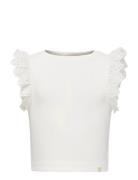 Kmgdrea Liife S/L Detail-Top Jrs Tops T-shirts Sleeveless White Kids O...
