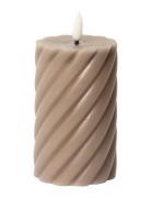 Spiralled Led Pillar Candle Home Decoration Candles Led Candles Brown ...