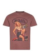 T-Shirt Print Burgundy Von Dutch Tops T-Kortærmet Skjorte Red Von Dutc...