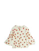 Outlined Hearts Aop Trumpet Sleeve Top Tops T-shirts Long-sleeved T-Sk...