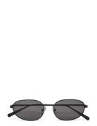 Minimal Oval Metal Sunglasses Solbriller Black Weekday