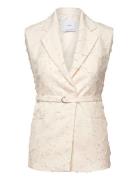 Textured Waistcoat With Belt Blazers Sleeveless Blazers Cream Mango