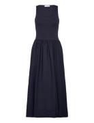 Flared Dress In Combined Fabric Knælang Kjole Navy Mango