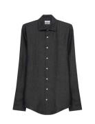 Cityhemden 1/1 Arm Tops Shirts Linen Shirts Grey Seidensticker