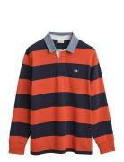 Reg Chambray Stripe Heavy Rugger Tops Polos Long-sleeved Red GANT
