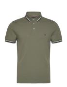 Tipped Slim Fit Seasonal Polo Tops Polos Short-sleeved Khaki Green Tom...