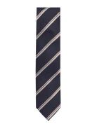 Polyester Tie With Stripe 7 Cmpolyester Tie With Stripe 7 Cm Slips Nav...