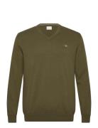 Classic Cotton V-Neck Tops Knitwear V-necks Green GANT