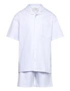 Striped Cotton Short Pyjamas Pyjamassæt Blue Mango
