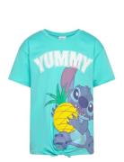 Tshirt Tops T-Kortærmet Skjorte Blue Lilo & Stitch