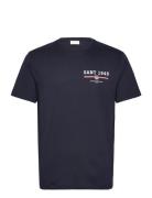 Graphic Ss T-Shirt Tops T-Kortærmet Skjorte Navy GANT
