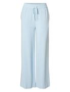 Slfviva-Gulia Hw Long Linen Pant Noos Bottoms Trousers Wide Leg Blue S...
