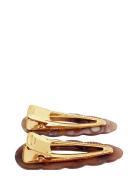 Happy Snap Brown 2 Pcs Accessories Hair Accessories Hair Pins Gold Pip...