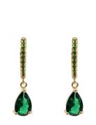 Sandrine Drop Ear Gold Green Accessories Jewellery Earrings Hoops Gree...