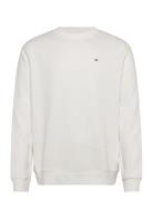 Tjm Reg S Flag Fleece Crew Tops T-Langærmet Skjorte White Tommy Jeans