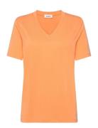 Slcolumbine Loose Fit V-Neck Ss Tops T-shirts & Tops Short-sleeved Ora...