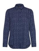 Classic Fit Geo-Print Crepe Shirt Tops Shirts Long-sleeved Navy Lauren...