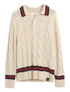 Cable Polo Tops Knitwear V-necks Cream GANT
