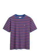 Waffle Stripe Ss T-Shirt Tops T-Kortærmet Skjorte Navy GANT
