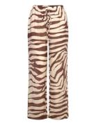Zebra-Print Fluid Trousers Bottoms Trousers Straight Leg Beige Mango