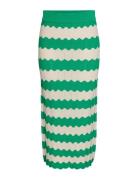 Yasbee Hw Long Knit Skirt Knælang Nederdel Green YAS