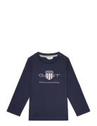 Archive Shield Ls T-Shirt Tops T-shirts Long-sleeved T-Skjorte Navy GA...
