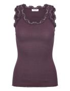 Rwbabette Silk Sl U-Neck Long Lace Tops T-shirts & Tops Sleeveless Bur...