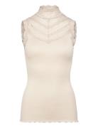 Rwbenita Sl Turtleneck Lace Top Tops T-shirts & Tops Sleeveless Beige ...