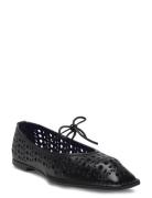 Sway Slit Leather Ballet Flats Ballerinasko Ballerinaer Black ALOHAS