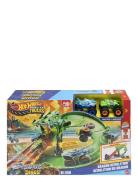 Monster Trucks Sharks Vs. Dinos Dragon Destruction Playset & 2 Toy Tru...