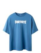 Nkmjunior Fortnite Nreg Ss Top Bfu Tops T-Kortærmet Skjorte Blue Name ...