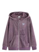 Hoodjacket Velour Solid Tops Sweatshirts & Hoodies Hoodies Purple Lind...