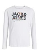 Jjgeplas Tee Ls Crew Neck Mni Tops T-shirts Long-sleeved T-Skjorte Whi...