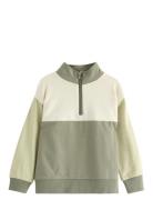 Sweater Halfzip W Blocking Tops Sweatshirts & Hoodies Sweatshirts Gree...
