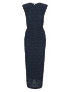 Lace Long Midi Dress Knælang Kjole Navy ROTATE Birger Christensen