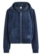 Hoodie I Velour Tops Sweatshirts & Hoodies Hoodies Navy Lindex