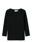 Nmnwax Wool Rib Ls Top Noos Tops T-shirts Long-sleeved T-Skjorte Black...