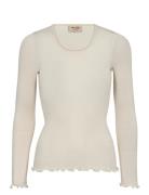 Mmelaine O-Ls Seamless Tee Tops T-shirts & Tops Long-sleeved White MOS...