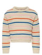 Kmgstina Life L/S O-Neck 3D Stripe Knt Tops Knitwear Pullovers Beige K...