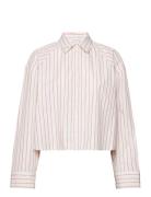 Yd Stripe Boxy Cropped Shirt Tops Shirts Long-sleeved Pink Calvin Klei...