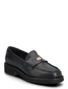 Crest Squarish Toe Penny Loafer Shoes Flat Loafers Black Tommy Hilfige...