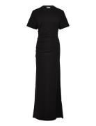 Gathered Short-Sleeved Maxi Dress Maxikjole Festkjole Black Weekday