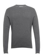 Slhrocks Ls Knit Crew Neck W Tops Knitwear Round Necks Grey Selected